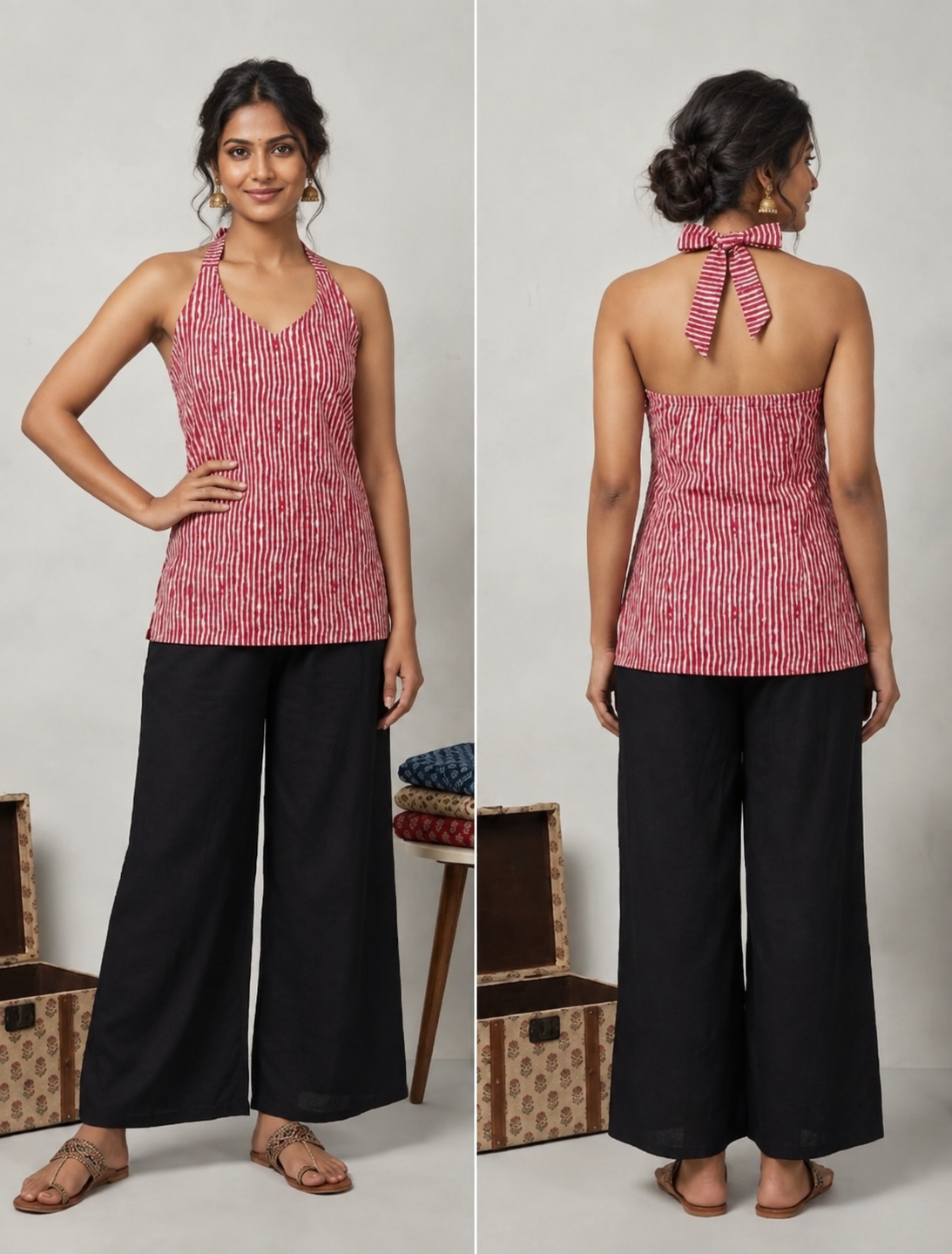 Marsha Halter Neck Kurti Top PINK